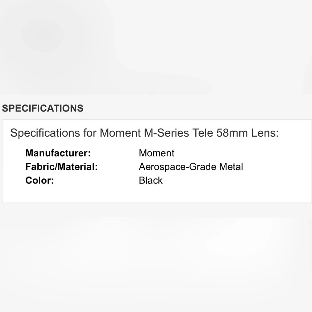 Moment Tele Lens 58mm -M-Series Mount